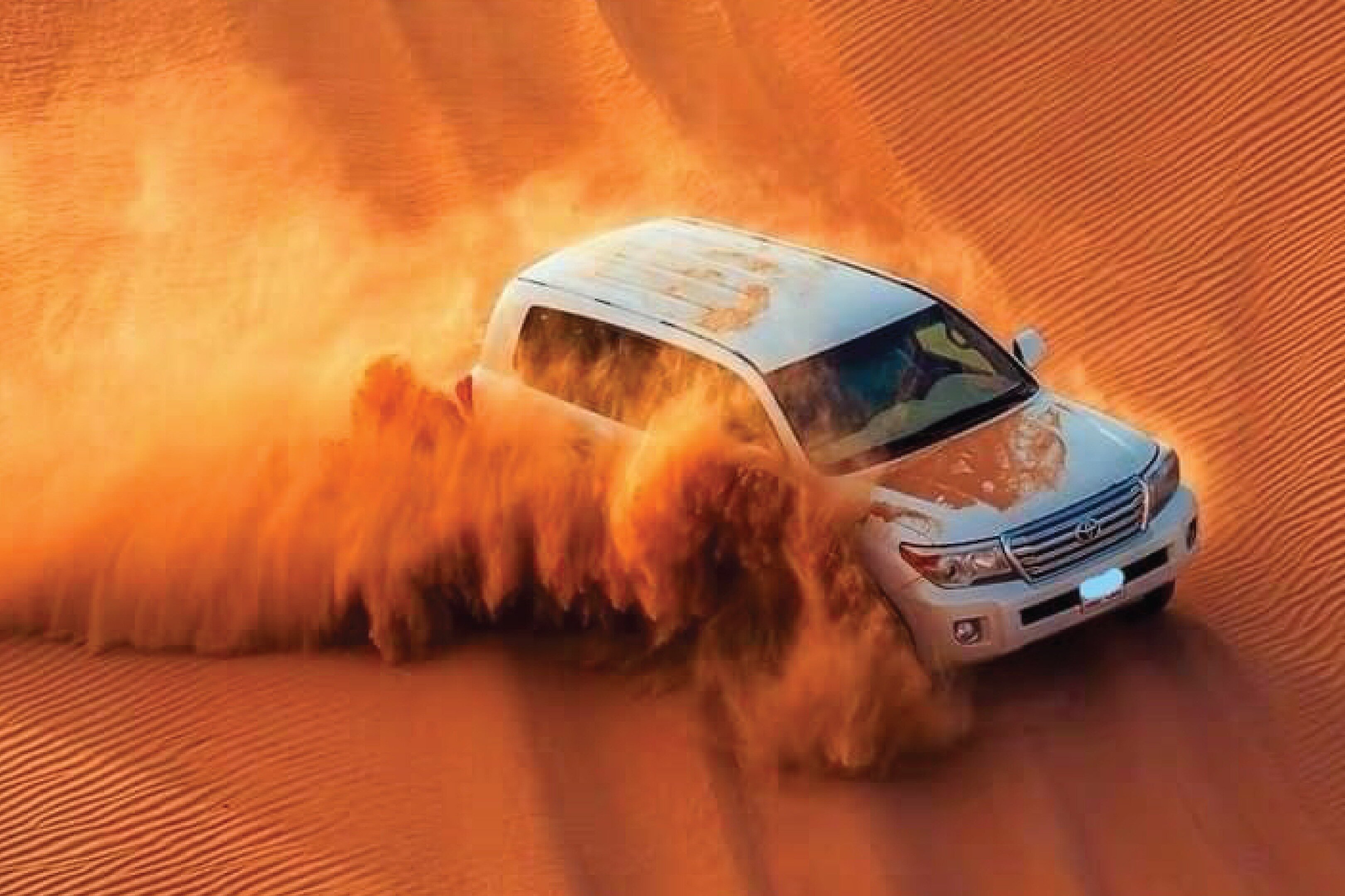 Dubai Premium Desert Safari, Camel Ride, Sand boarding & BBQ Buffet Dinner